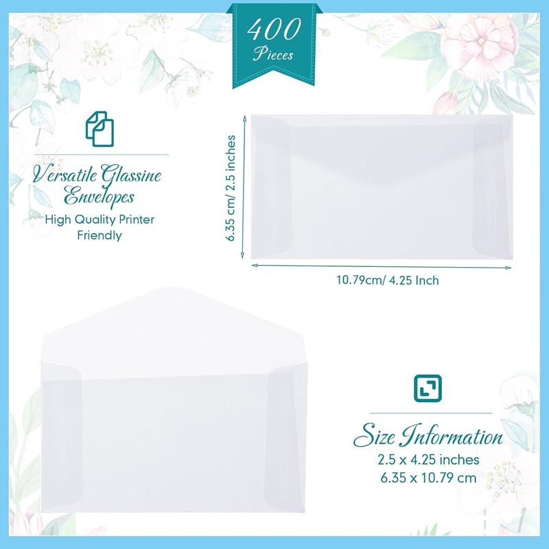 Eersida 400 Glassine Envelopes 4.25 x 2.5 Inch Lottery Ticket Holders Translucent Mini Envelopes Seed Stamp Coin Collecting for Scratch Stamp Scratch Ticket Wedding Guest Favor Craft - Image 2